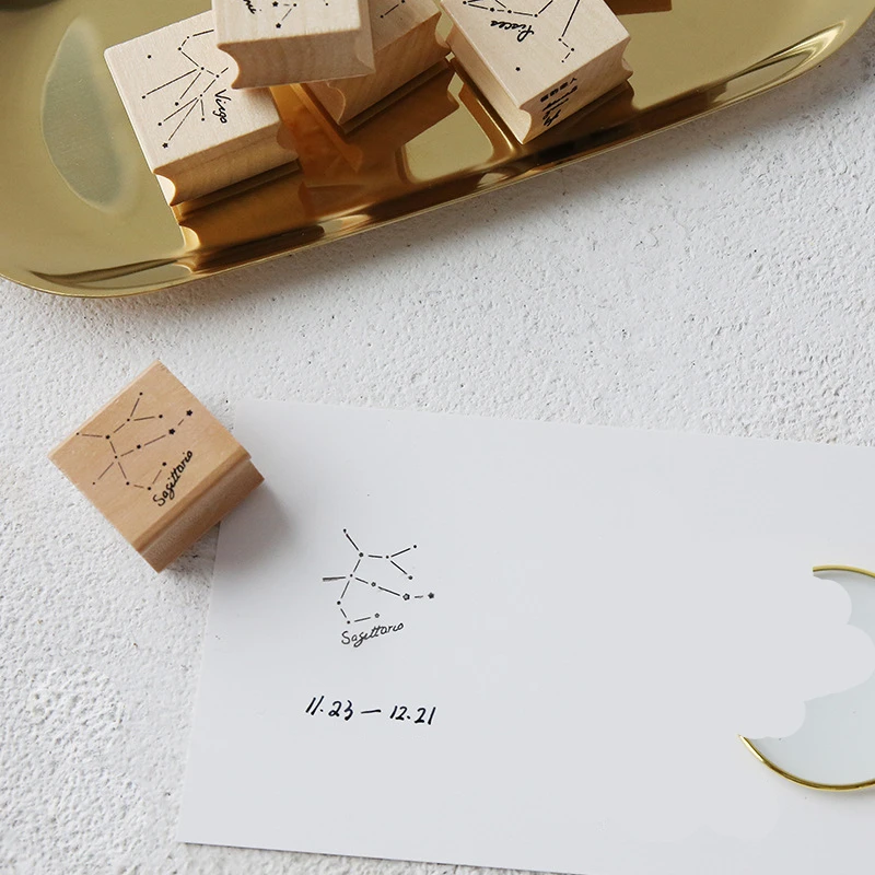 Coloffice изысканный деревянный резьба 12 созвездий маленькие деревянные уплотнения