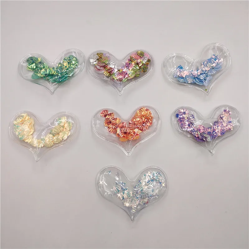 Mix color 7 шт./лот 6 см блестка украшение в форме сердца нашивка Аппликации для DIY головной убор аксессуары - Цвет: Mix color