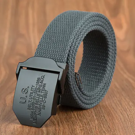 Blackbuckle Darkblue Мужской тканевый ремень унисекс мужской s Повседневный поясной ремень в стиле карго Военные Вентиляторы Автоматическая пряжка-ремень мужской полевой тактический ремень - Цвет: Blackbuckle Darkblue