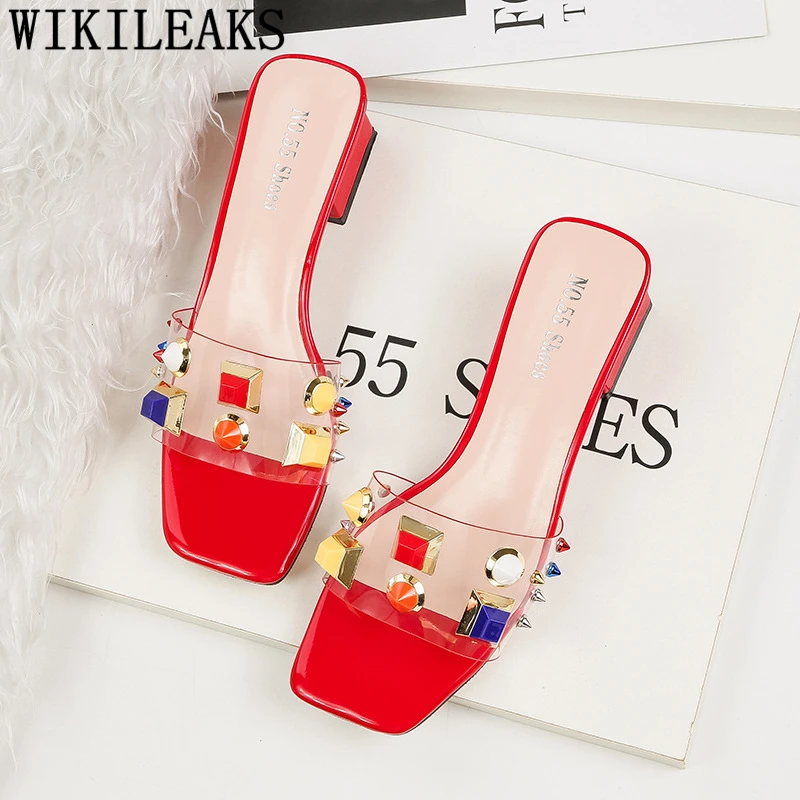 Прозрачные сандалии женские тапочки на прозрачном каблуке Роскошные Тапочки