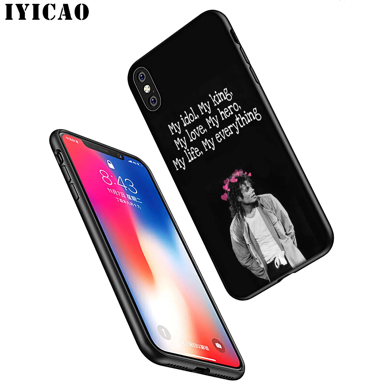 IYICAO Michael Jackson Soft Silicone Phone Case for iPhone XR X XS 11 Pro Max 6 6S 7 8 Plus 5 5S SE TPU Black Cover |