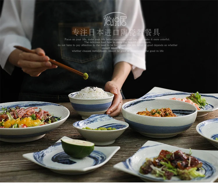 Керамическая тарелка многофункциональная Сделано в Японии ручная роспись под