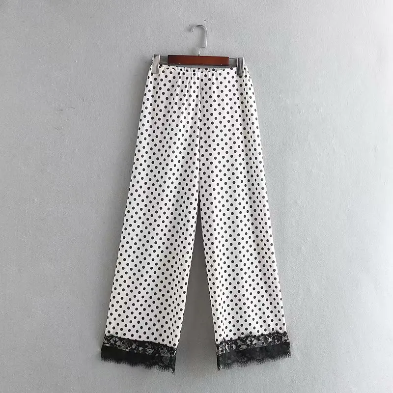 2019 женские модные широкие брюки в горошек с принтом глаз ретро Шикарные Длинные