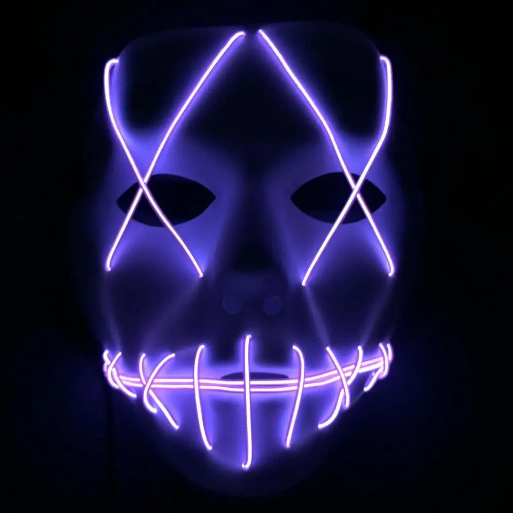 Full Face Led Mask Halloween Scary Masks Adult Birthday Party Decorations Purge Highlighting Luminous Cosplay Costume | Дом и сад
