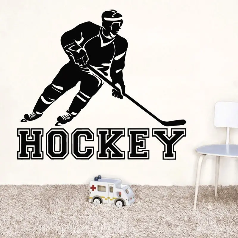 Art Wall Sticker Hockey Sports Decoration Vinyl Removeable Poster Athletic Playroom Gym Mural LY150 | Дом и сад