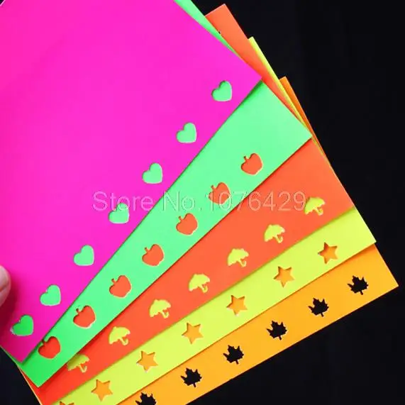 5 шт./упак. разноцветная флуоресцентная бумага Скрапбукинг Ремесло тисненая DIY
