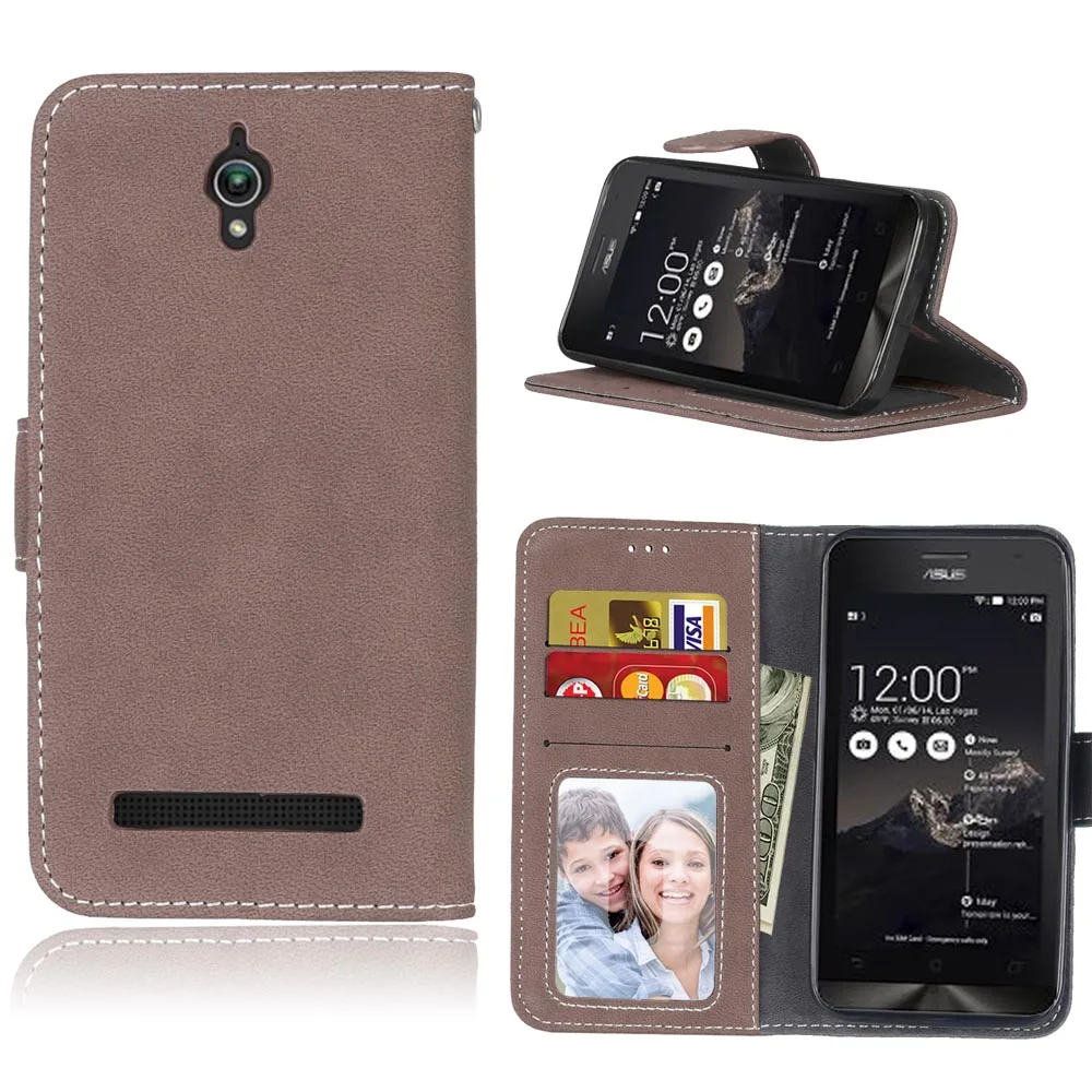 Чехол для ASUS ZenFone C ZC451CG Z007, 4,5 дюйма, чехол для Zenfone C+, бесплатный подарок, флип-чехол-кошелек, сумка для Asus ZenFone C ZC451CG - Цвет: Brown
