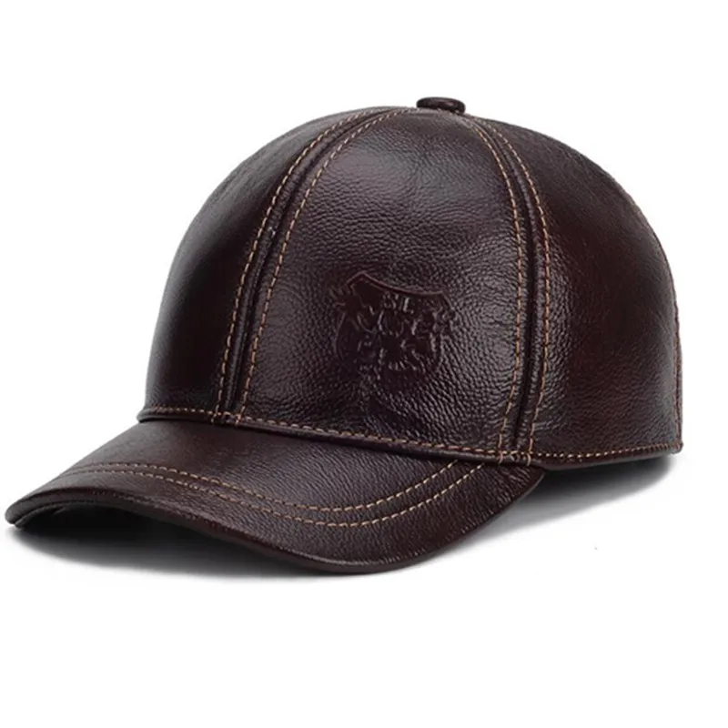 Шапка с козырьком из натуральной кожи для мужчин стильная повседневная
