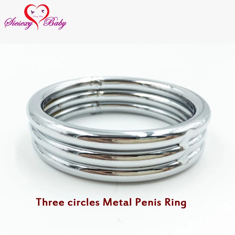Кольцо на пенис с 3 большими кольцами многослойное металлическое кольцо секс