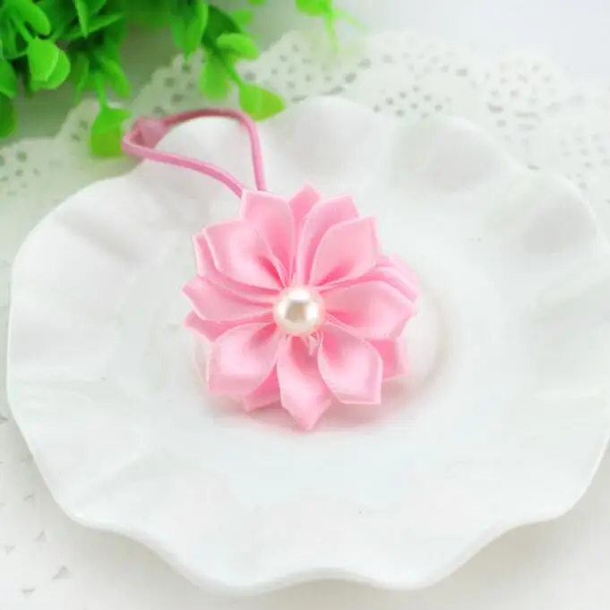 100pcs/lot Children  Floral  Bow Hair Ring Hair Rope Rubber Band