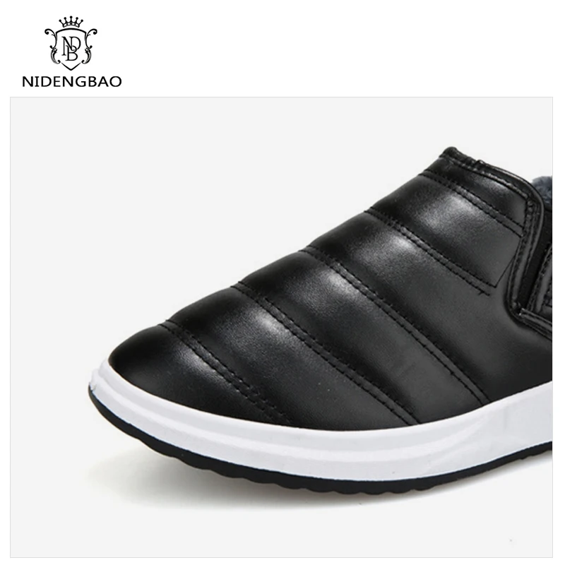 New Winter Men Shoes Cotton Warm Casual Water-Resistant Plush Sneakers for PU Leather Flats Adult Footwear | Обувь