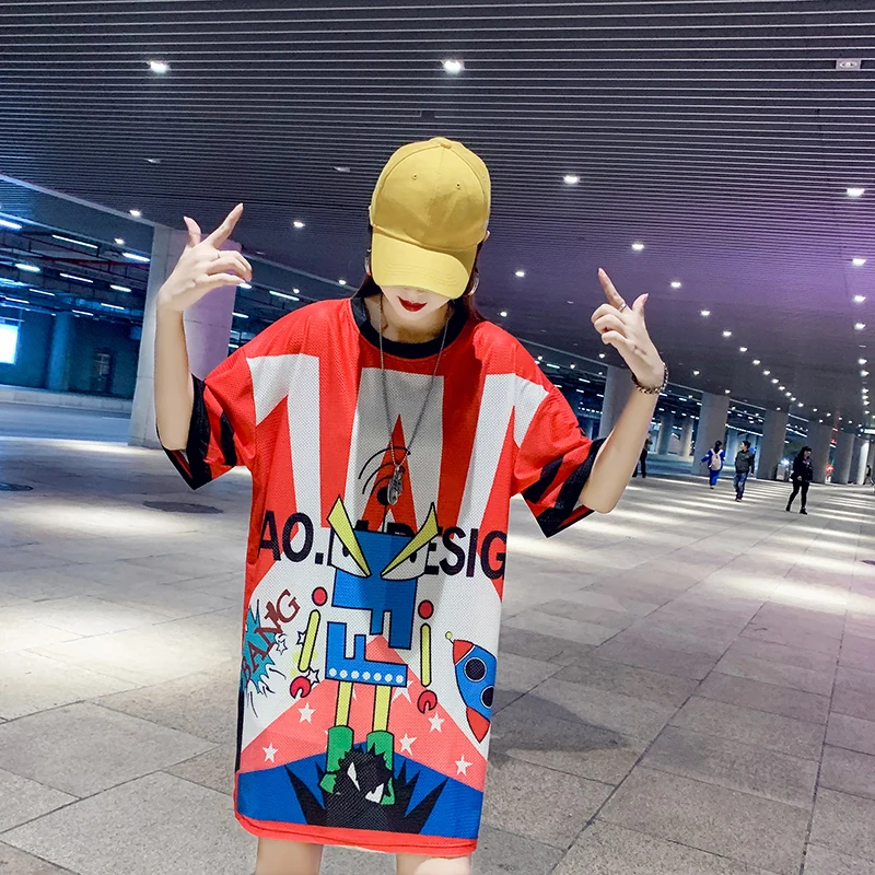 Женская свободная футболка с коротким рукавом длинная простая и удобная