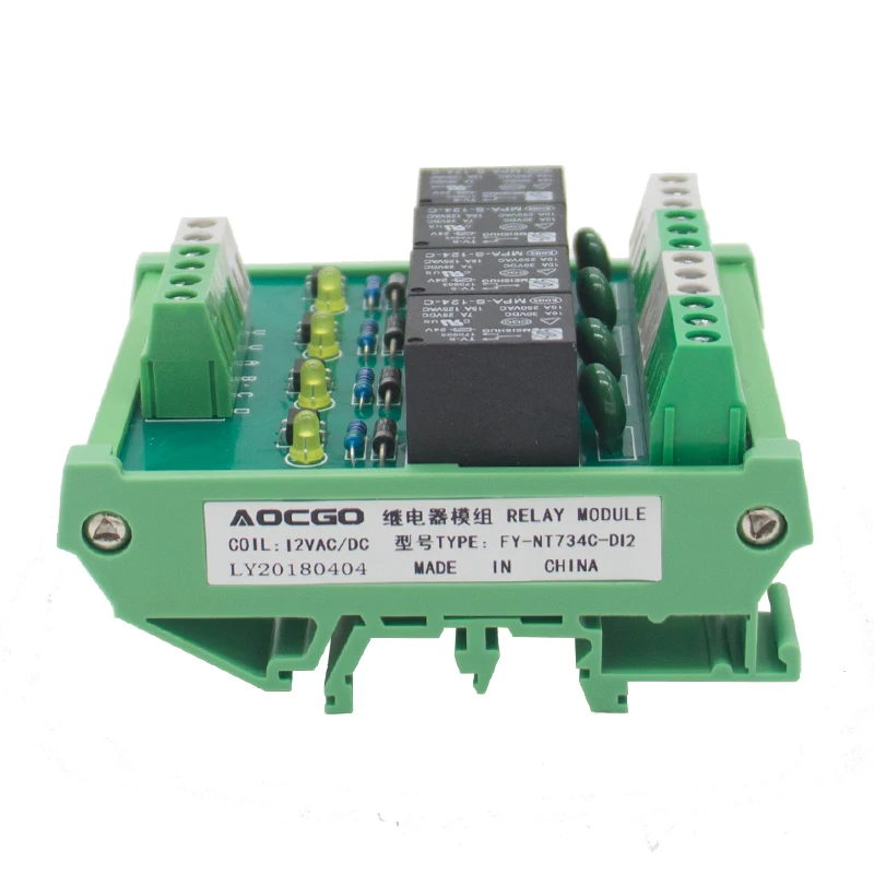 4 Канальный Релейный Модуль интерфейса T73 12VDC DIN рейка|interface relay|din mounting railrelay interface |