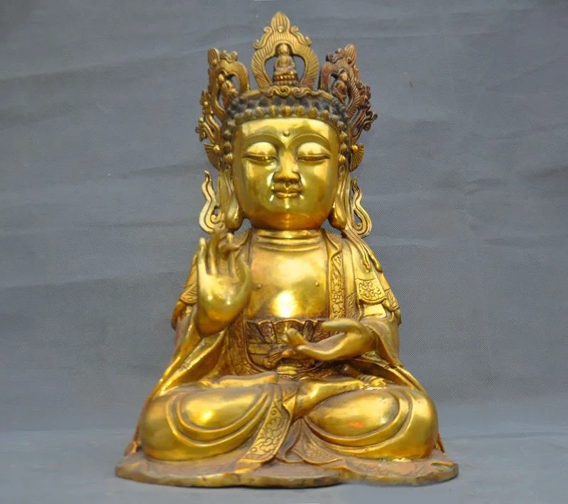

Рождественская бронзовая позолоченная статуя Будды Maitreya Bodhisattva Guan Yin на Хэллоуин, 16 дюймов