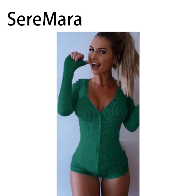 Весна Лето Женщин Сексуальный Комбинезоны Глубокий V-образным Вырезом Кнопку