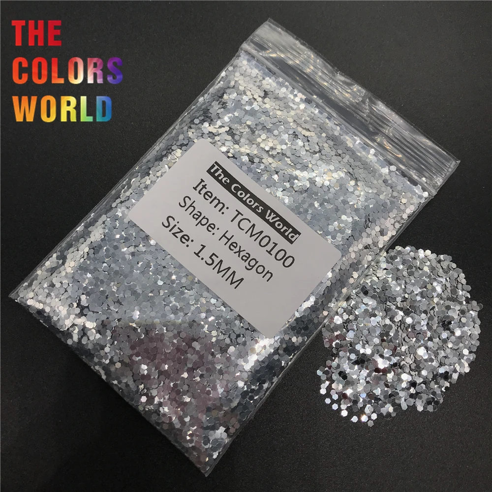 Яркий серебристый блеск TCM0100 металлический шестиугольной формы блестки для