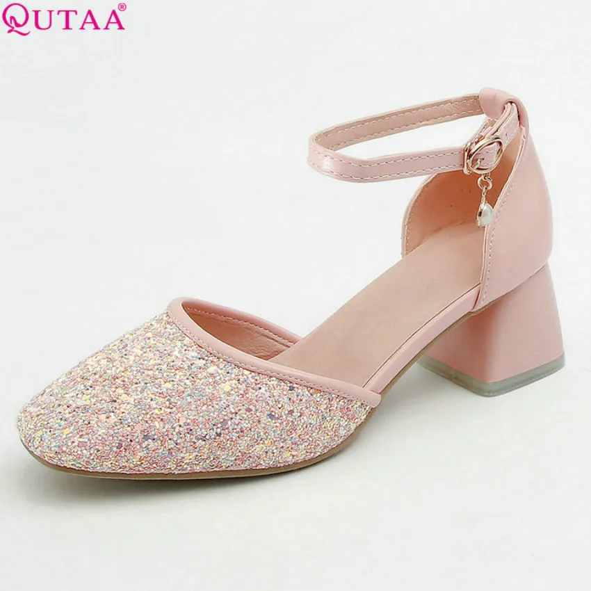 Женские туфли лодочки QUTAA модные на платформе с пряжкой из искусственной кожи