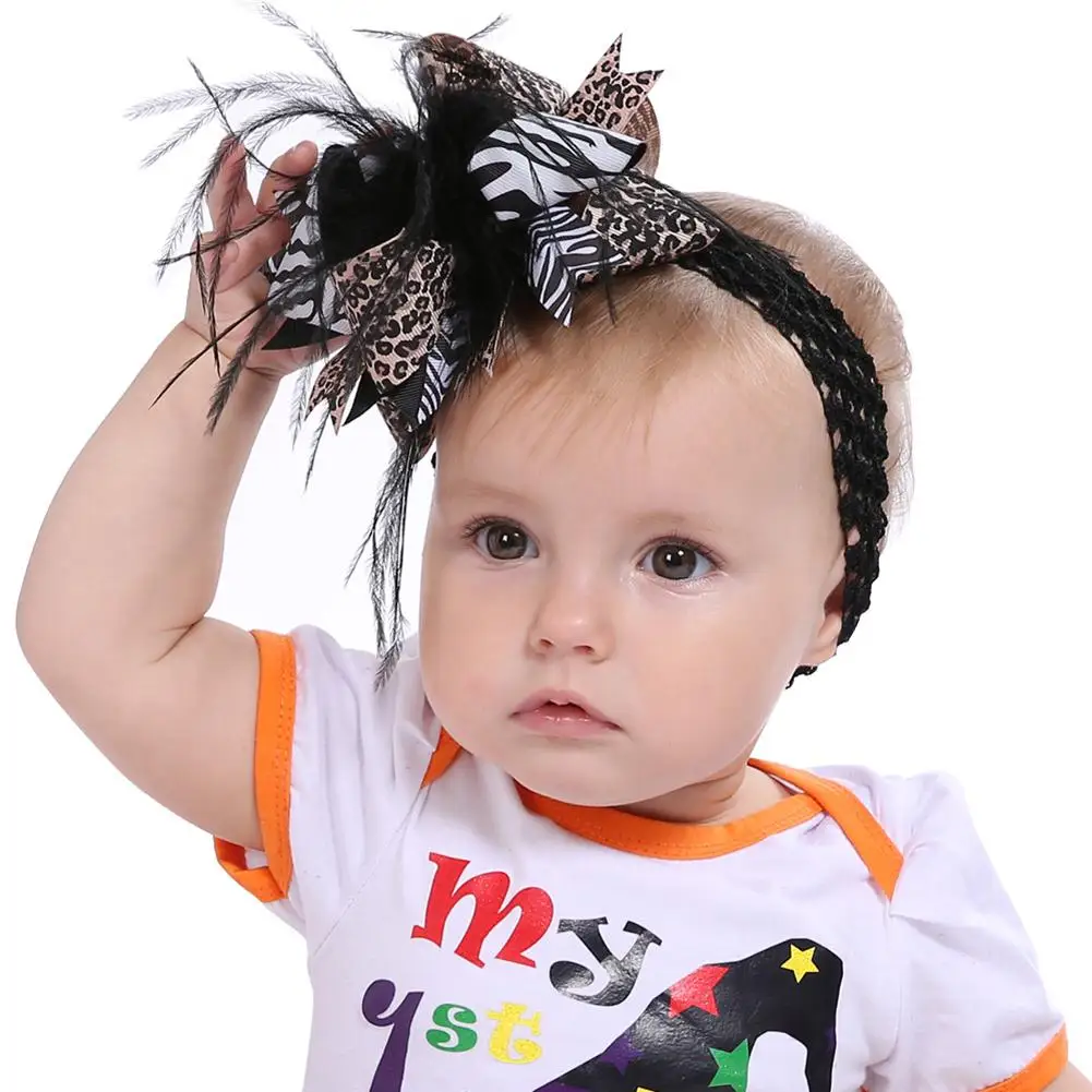 Halloween Children Girls HeadbandsDelicate Feather Bowknot Hair Clip Band Dual Use Clothes Dress Accessories san0 | Детская одежда и