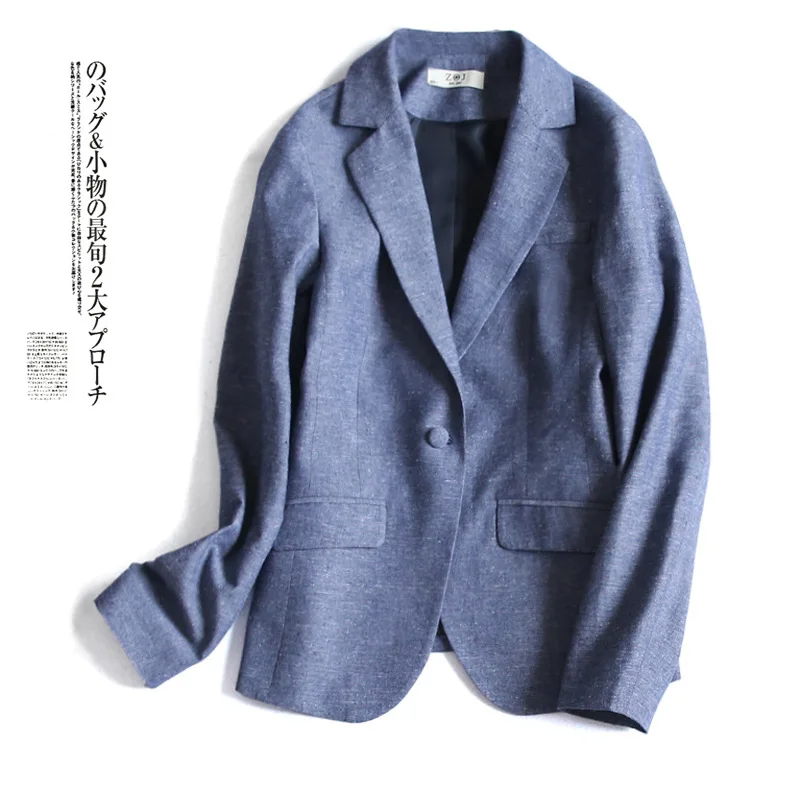 YAUAMDB женские блейзеры 2018 Весна linen Лен женский костюм куртки одежда Одноцветный