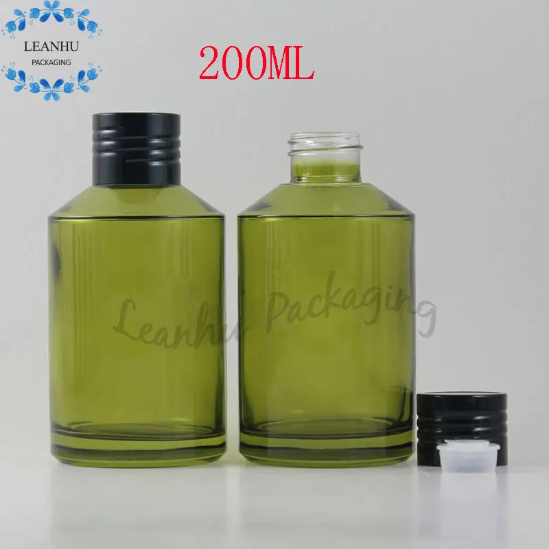 

Зеленая стеклянная бутылка для лосьона объемом 200 мл, пустые косметические контейнеры, многоразовые флаконы для шампуня для макияжа