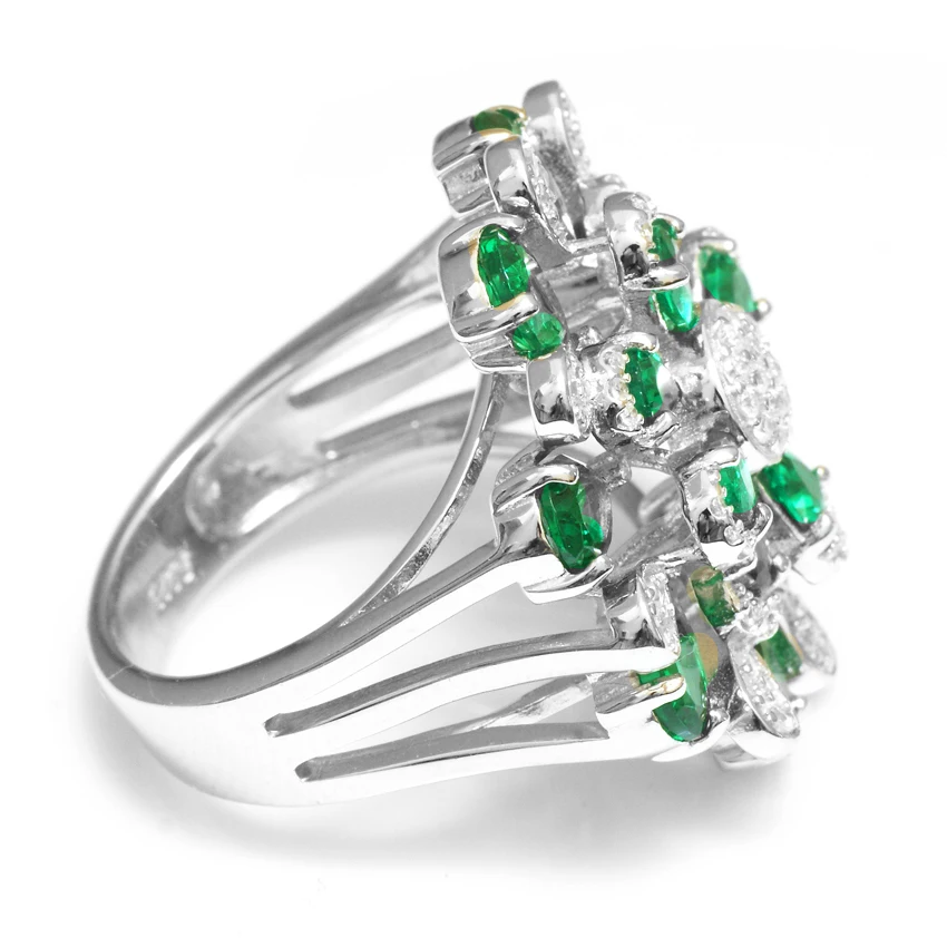 3.7ct Created Emerald Ring Pear Real Pure 925 Solid Sterling Silver Vintage Charm Luxury Jewelry For Women 2018 New Hot Sale | Украшения и