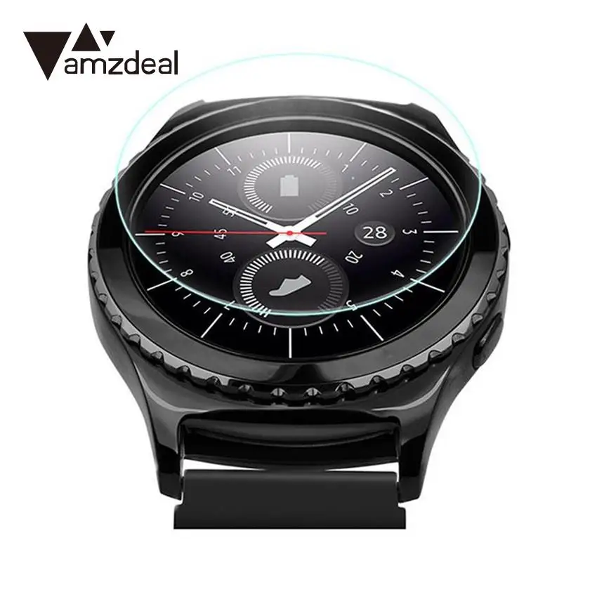 Amzdeal 9 H сверхтонкое закаленное Стекло пленка Экран протектор для samsung Шестерни S3 Смарт-часы Экран защитная пленка