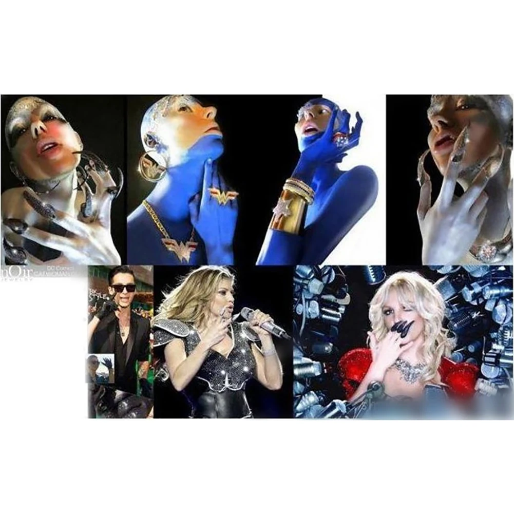 1 шт. накладные ногти в стиле панк прозрачные когти с кристаллами лапки кольцо на