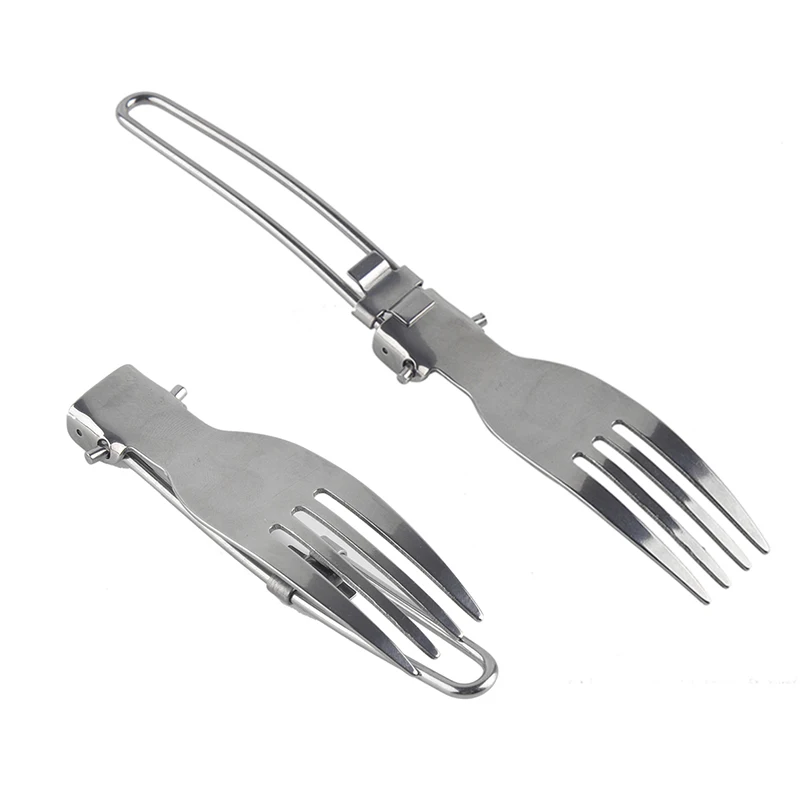 Складной набор посуды из нержавеющей стали 3 шт. вилка нож для кемпинга