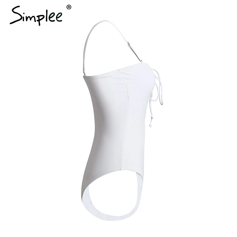 Simplee черный кружевной Цельный боди женские топы Летний Пляжный с открытой спиной