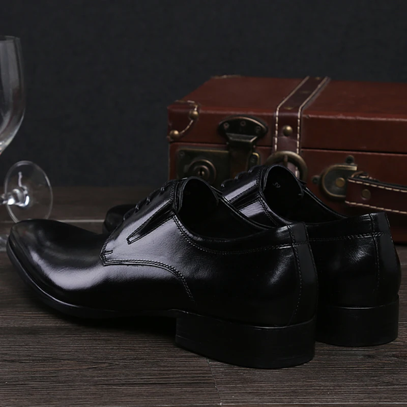 Мужские туфли оксфорды из натуральной кожи с острым носком|flats brand|flats menflats shoes men |