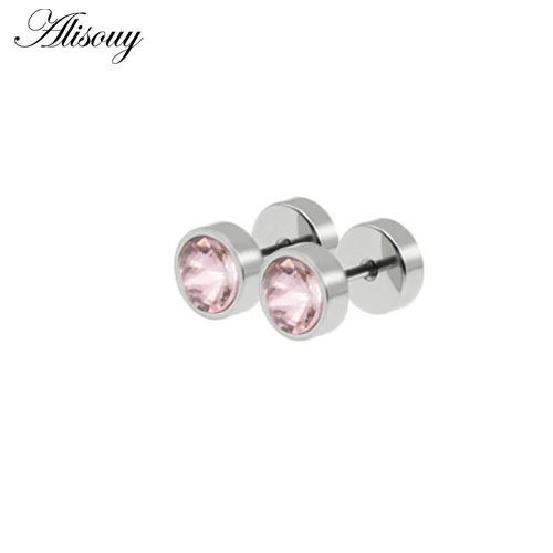 Серьги Alisouy, серьги-гвоздики, Серьги Для Пирсинга Ушей, серебряные серьги-гвоздики для ушной хрящ, ювелирные изделия для тела, серьги-гвоздики унисекс для мужчин и женщин - Окраска металла: Pink