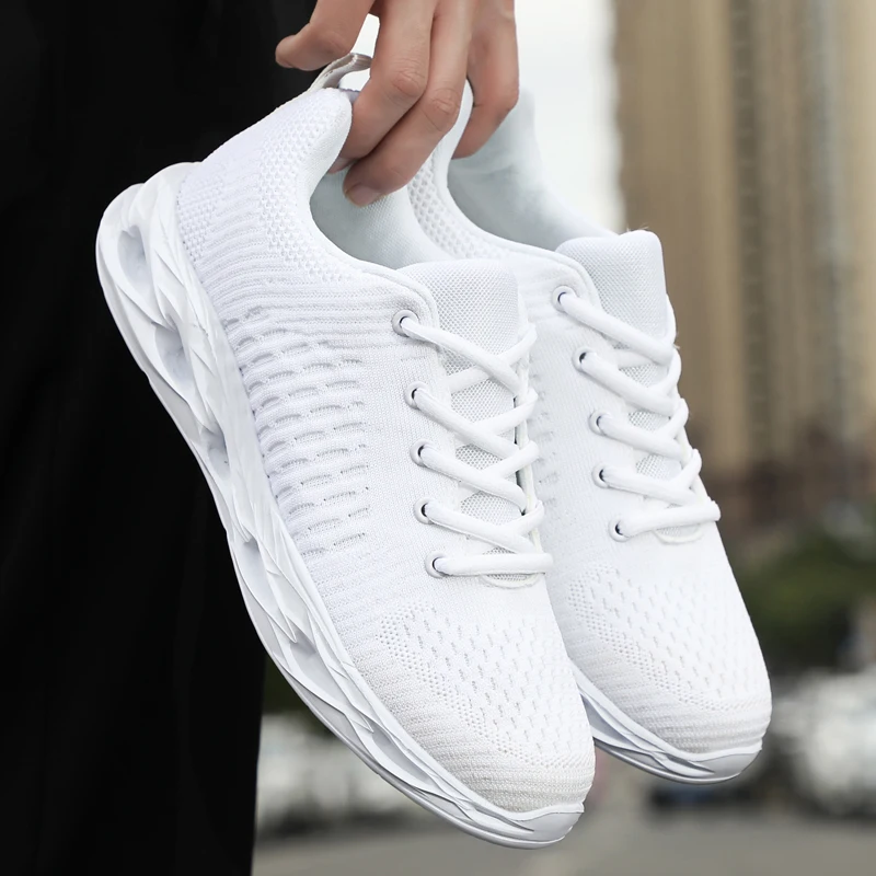 Мужская сетчатая летняя однотонная белая мужская обувь Легкие дышащие кроссовки