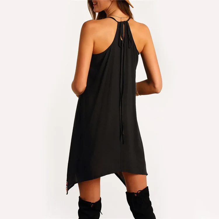Black Casual Print Cami Dress Fashion Sexy Tribe Printed A-Line for Women | Женская одежда