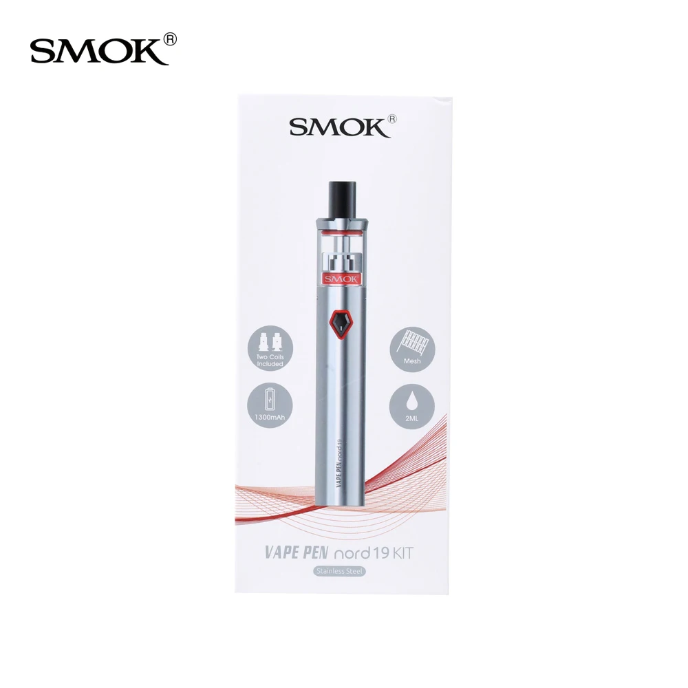 Smok Vape pen Nord 19 Pen Kit 1300 мАч аккумулятор 2 мл Capcity Mesh Coil Vs 22 электронная сигарета