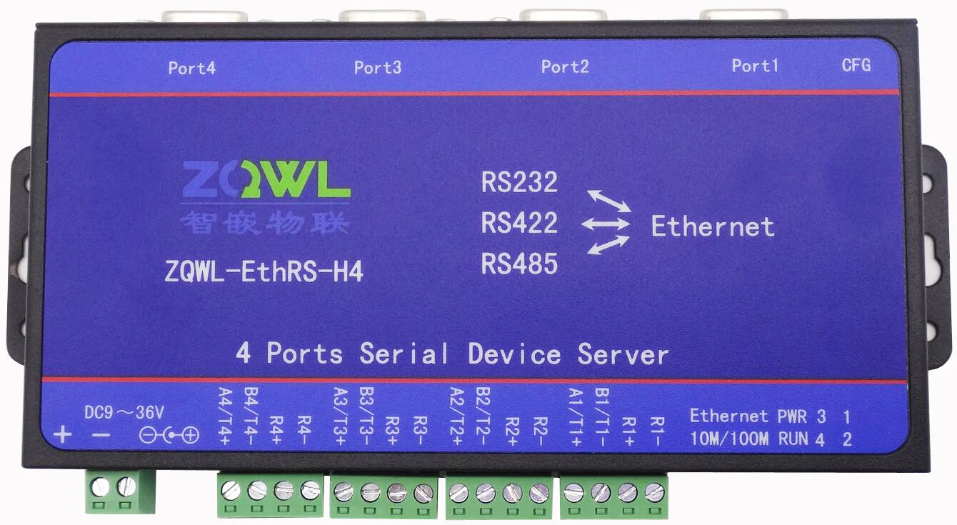 Последовательное устройство с 4 портами сервера RS232 RS485 RS422 к Ethernet Modbus RTU to TCP