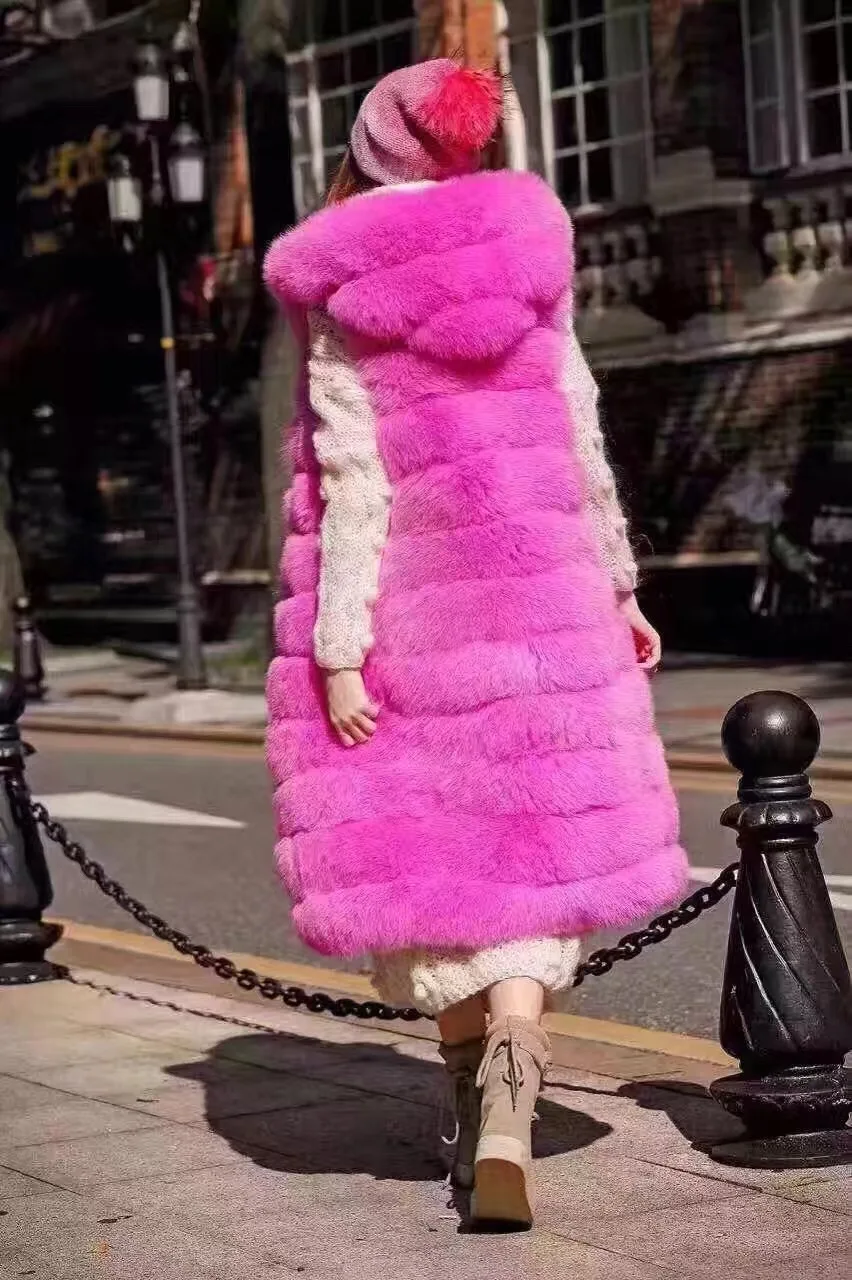 Женский жилет из натурального Лисьего меха одежда цельного лисьего без рукавов |