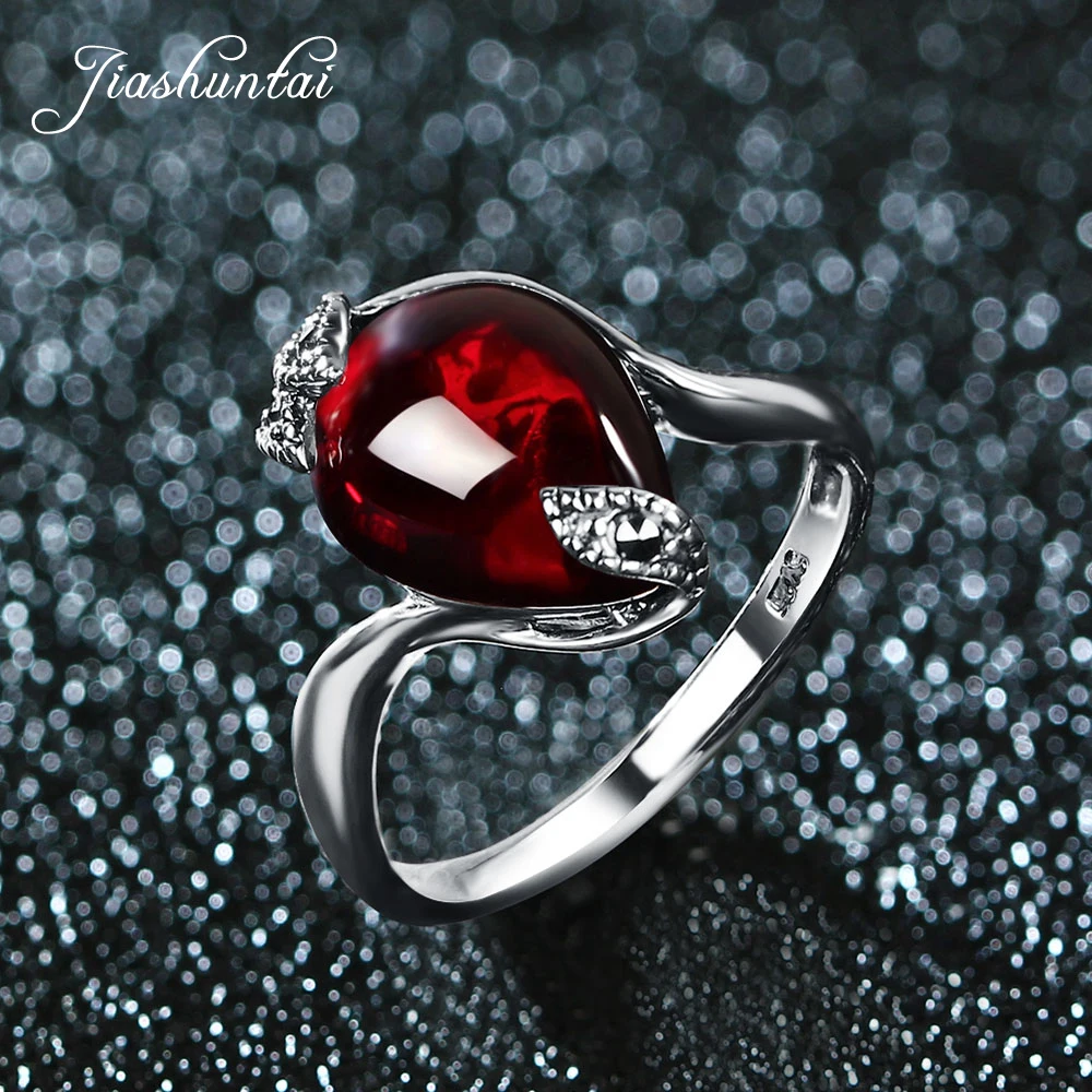 

JIASHUNTAI Vintage 925 Sterling Silver Rings For Women Romantic Wedding Rings Retro 100% Silver Jewelry Female