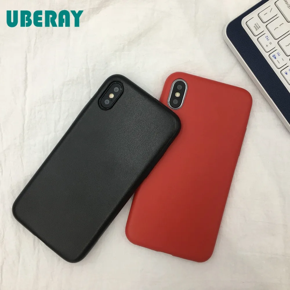 Роскошный чехол для iphone 7 X кожаный мягкий из ТПУ красный черный простая деловая