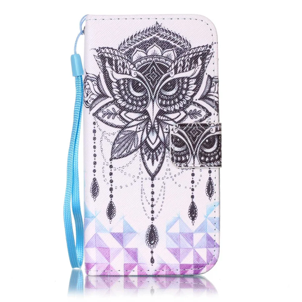 С рисунком Совы Windbell кожа флип Стенд держатель кошелек + ремешок чехол для Apple iPhone