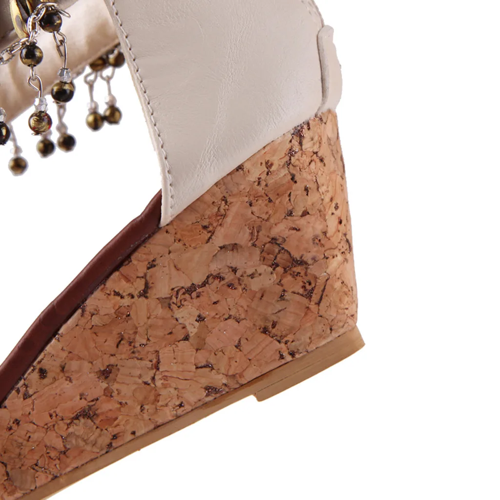 Женские римские сандалии SAGACE этническая обувь на танкетке с молнией и бахромой в