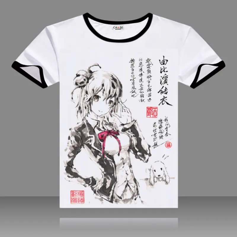 Yahari ore no seishun love kome wa machigatteiru/черные футболки с круглым вырезом и короткими