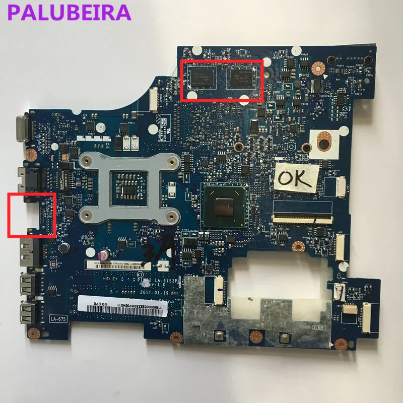 PALUBEIRA Бесплатная доставка Для Lenovo G570 Loptop материнская плата DDR3 PIWG2 LA 6753P 100%