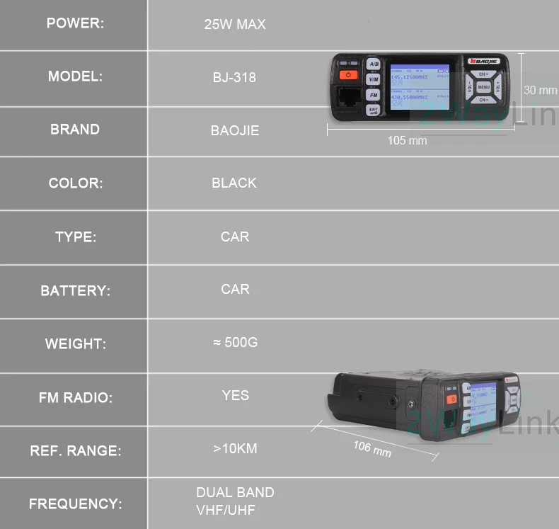 Baojie BJ-318 автомобиля иди и болтай Walkie Talkie радио двухдиапазонный УКВ UHF Мобильная радиосвязь 20/25 Вт иди и болтай Walkie Talkie “иди и 10 km автомобильные радио 10 км обновление BJ-218 Z218
