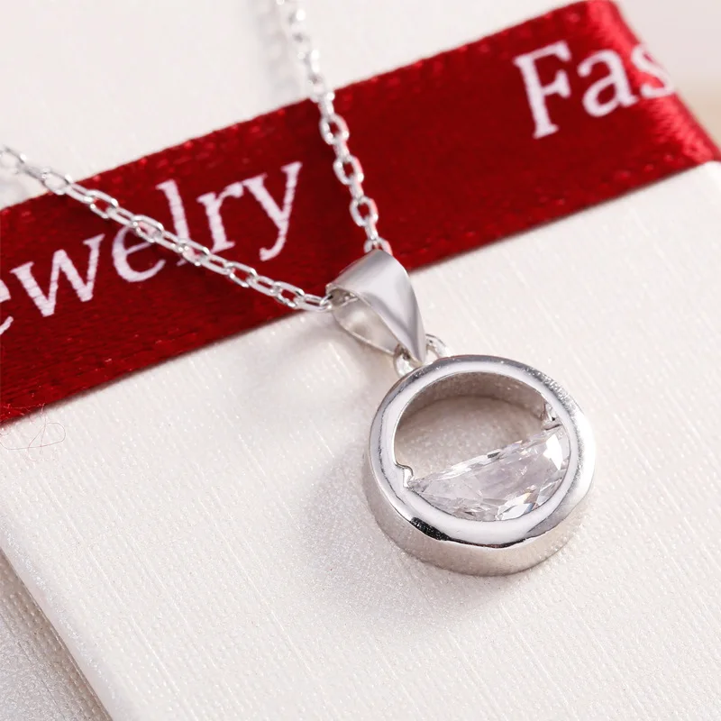 Модные серебряные ожерелья с круглым Цирконом для женщин Свадебный длинный