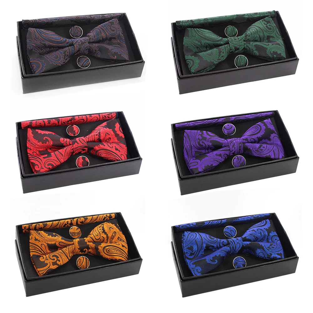 Классический Пейсли мужской галстук бабочка 3 шт Шелковый жаккардовый