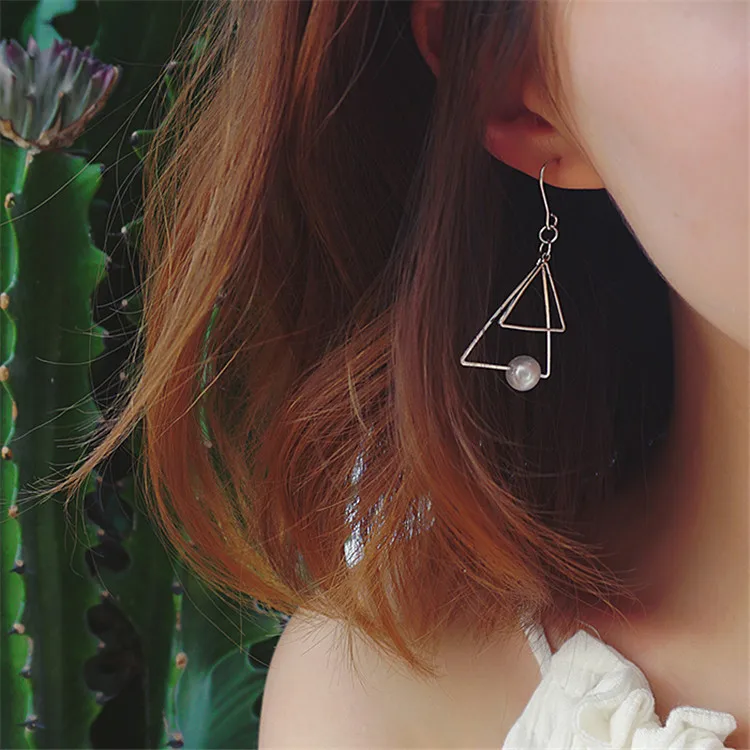 Простой Винтаж золото Треугольники Серьги с жемчугом|earrings earring|earrings goldearrings gold simple