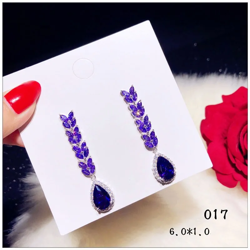 Серьги-капли для женщин, трендовые Твердые S925 Серебряные Роскошные фиолетовые с кубическим цирконием длинные кисточки, хорошее ювелирное изделие, темперамент, бижутерия