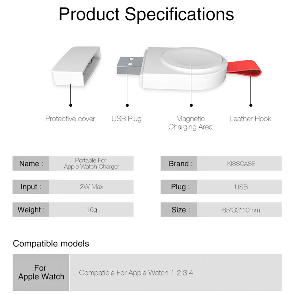 Беспроводной Зарядное устройство для наручных часов Apple Watch, Зарядное устройство 4/3/2/1 серии Беспроводной Магнитная Быстрая зарядка USB Зарядное устройство Портативный Перевозка груза падения
