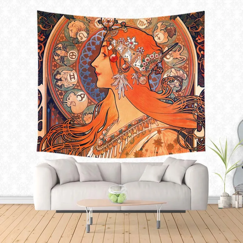Большой Alphonse Mucha настенный гобелен на заказ пляжный коврик для йоги полиэстер