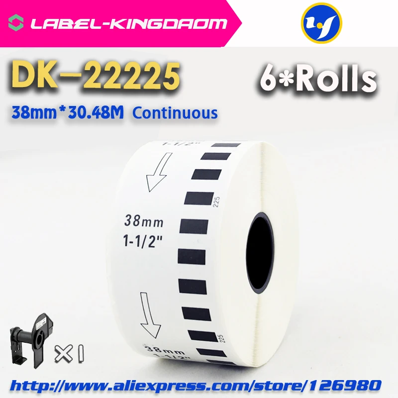 6 пополняемых рулонов Универсальный DK 22225 этикетка 38 мм * 30 48 м | Отзывы и видеообзор